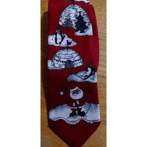 Mens Christmas Neck Tie Novelty Santa Claus Golf Holiday Red Necktie 60"